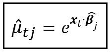 The exponentiated mean of the Poisson HMM when the underlying Markov process is in state j