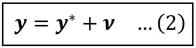 The observed value y is the sum of the exact value y* and some error ν